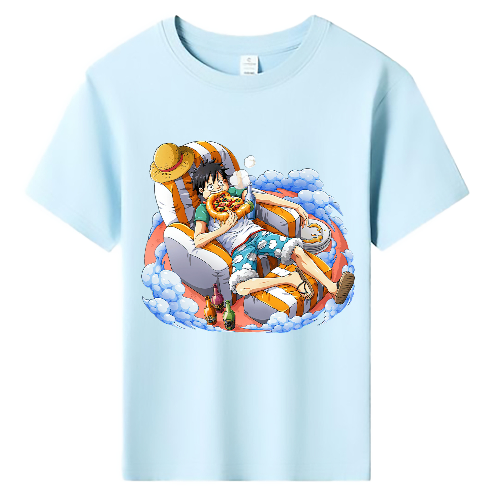 ワンピース モンキー・D・ルフィ ONE PIECE Monkey D. Luffy 綿100％キッズTシャツ（フロントプリント）